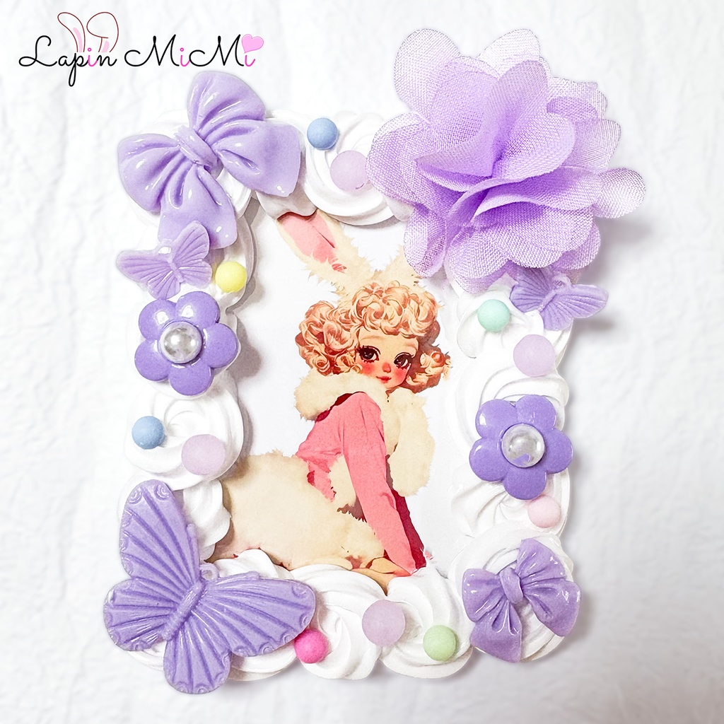 白 ホイップデコ B8 硬質トレカケース ふんわり シフォン 花 蝶 ポップ パステル カード ケース チェキ ピンク 紫 黄色 青