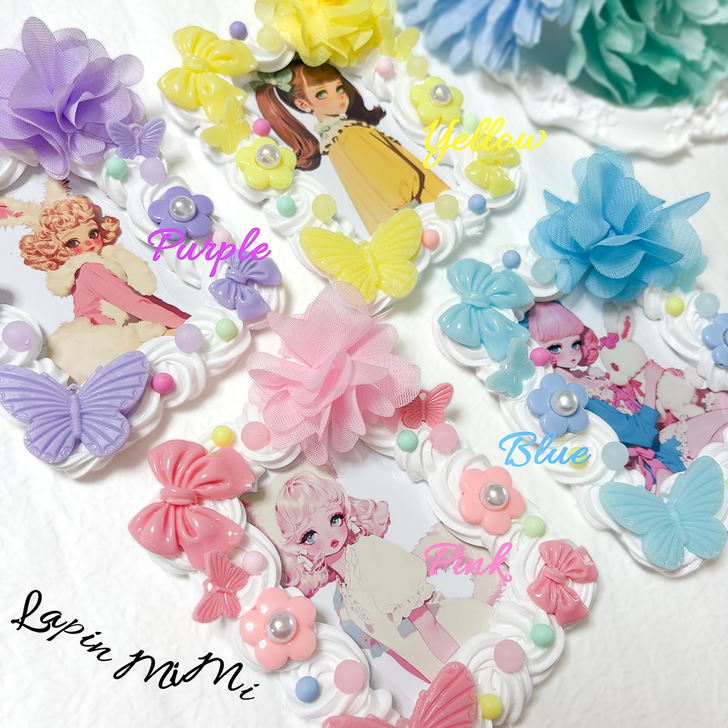 白 ホイップデコ B8 硬質トレカケース ふんわり シフォン 花 蝶 ポップ パステル カード ケース チェキ ピンク 紫 黄色 青