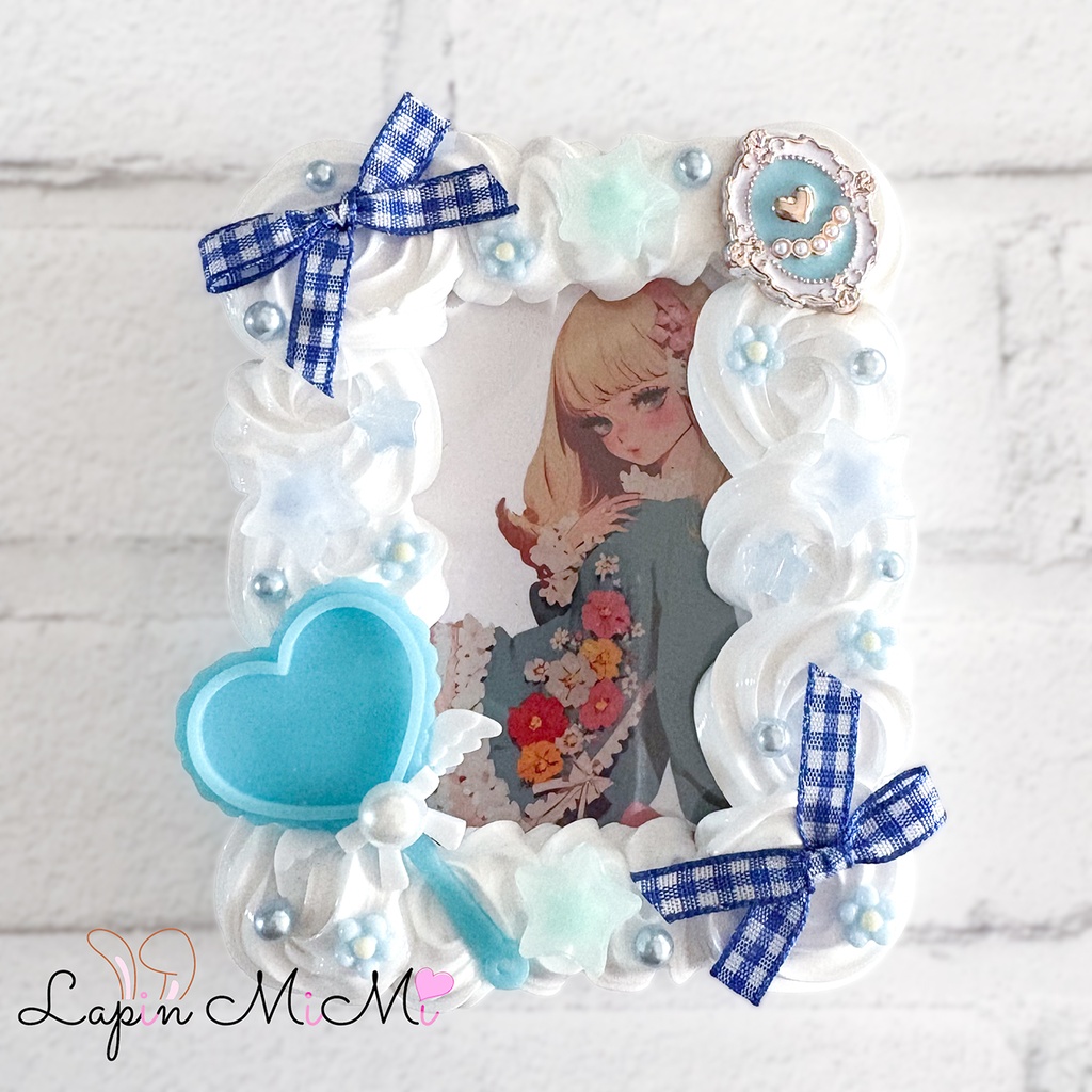 白 ホイップデコ 硬質トレカケース B8 チェック リボン ハート うちわ ポップ かわいい カード ケース