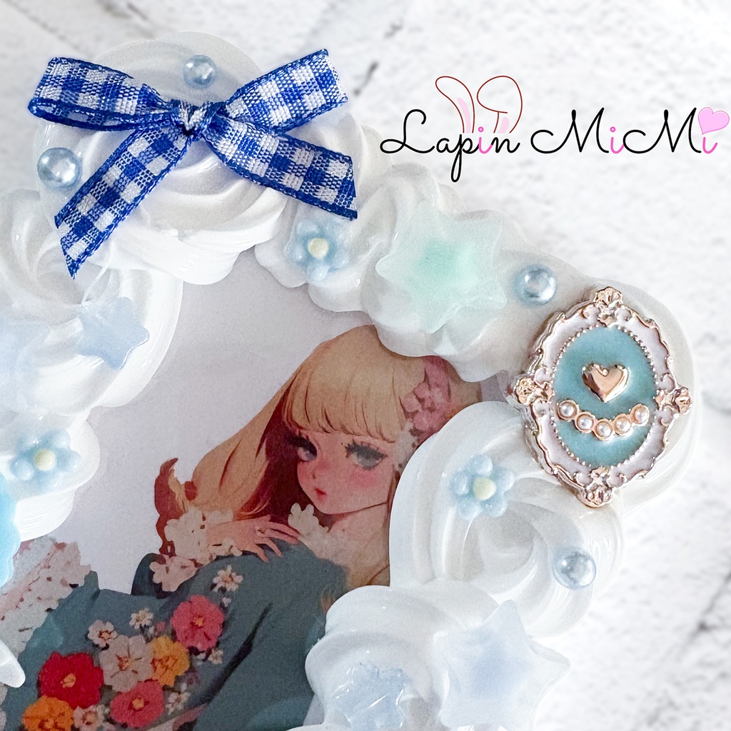 白 ホイップデコ 硬質トレカケース B8 チェック リボン ハート うちわ ポップ かわいい カード ケース