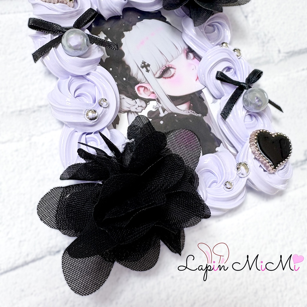 パープル ホイップデコ 硬質トレカケース B8 シフォン 黒 ゴシック チェキ カード ケース