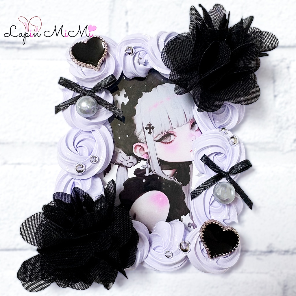 パープル ホイップデコ 硬質トレカケース B8 シフォン 黒 ゴシック チェキ カード ケース