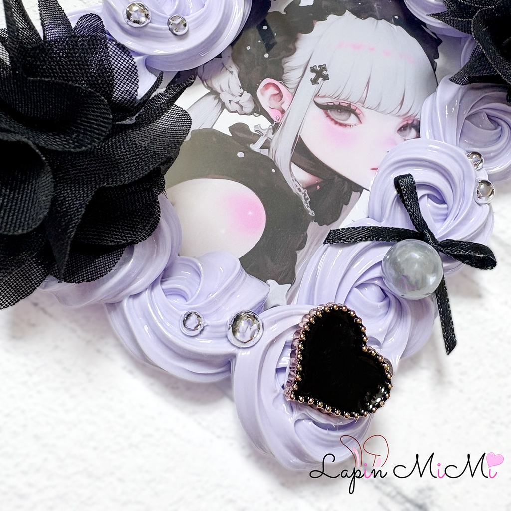 パープル ホイップデコ 硬質トレカケース B8 シフォン 黒 ゴシック チェキ カード ケース