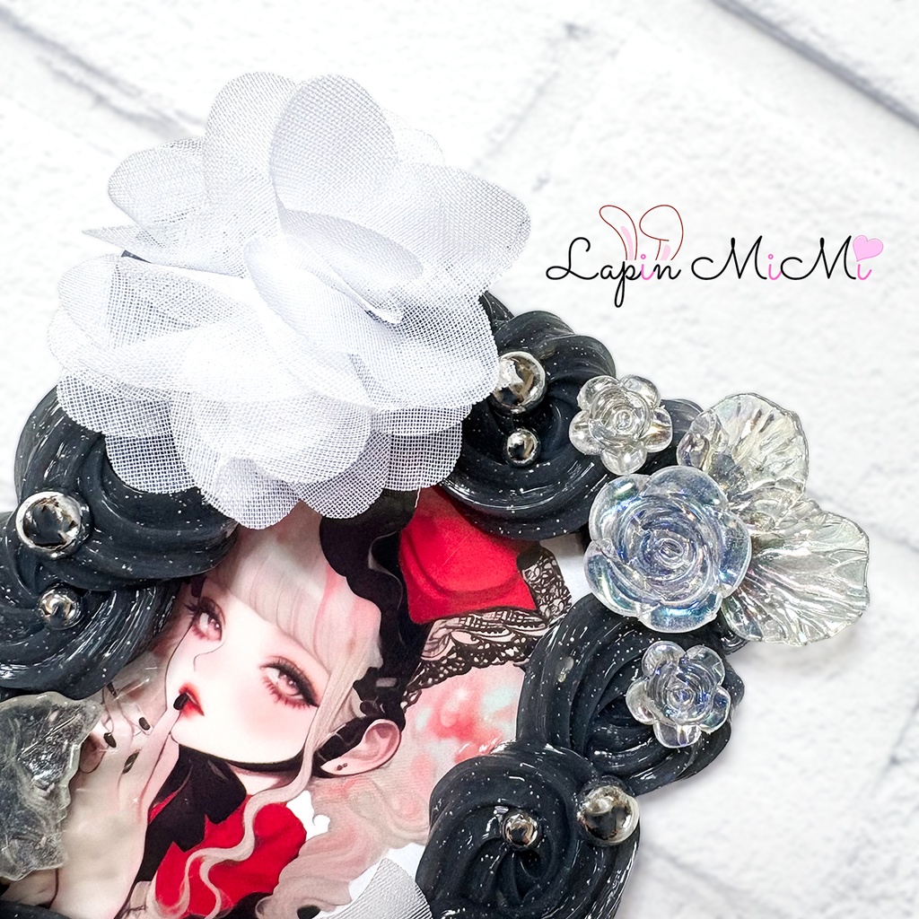 黒 ラメ クリア ホイップデコ 硬質トレカケース B8 シフォン 花 白 ゴスロリ シルバー カード ケース