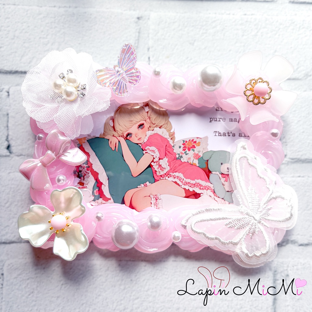 【B7】大判 L版 ピンク クリア ツートン ホイップデコ 硬質トレカケース ハガキ ポストカード 縦横可能デザイン ふんわり かわいい ケース