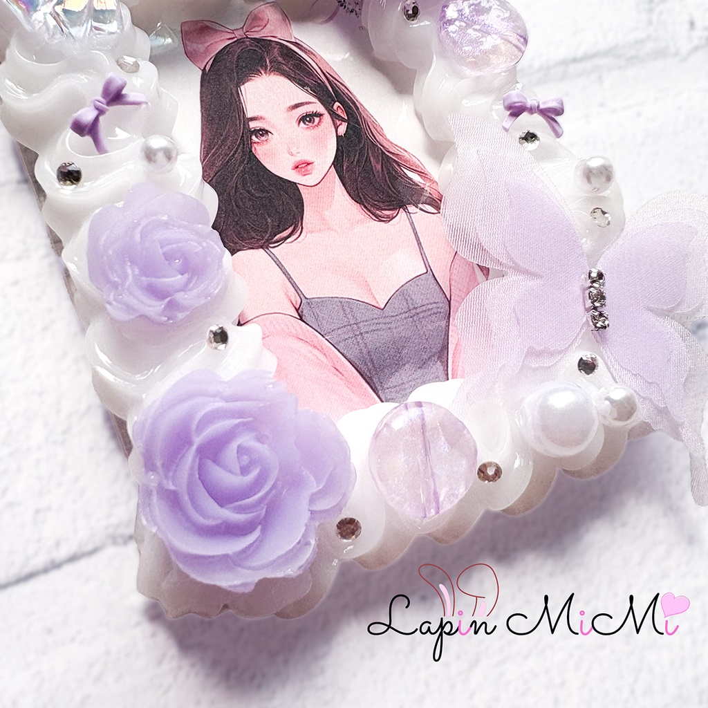 白 クリア うねうね ホイップデコ 硬質トレカケース B8 パープル 薔薇 シフォン 蝶 クリア 上品 カード ケース