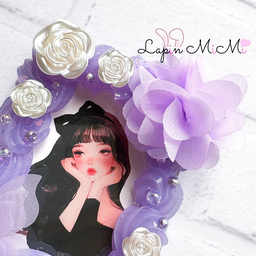 パープル クリア ラメ ホイップデコ 硬質トレカケース B8 ふんわり シフォン 蝶 花 上品 カード ケース