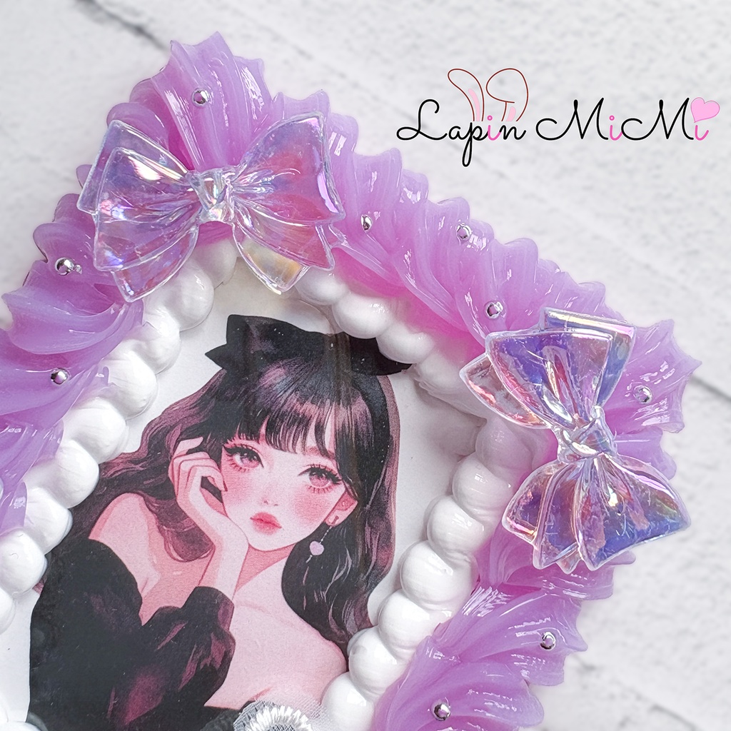 白 クリア パープル ホイップデコ 硬質トレカケース B8 レース 蝶 パール リボン カード ケース