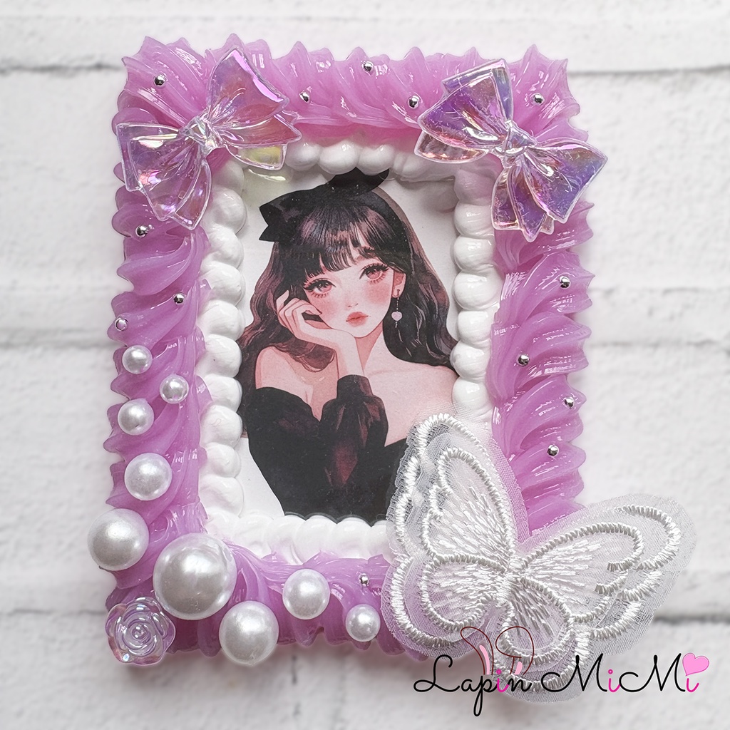 白 クリア パープル ホイップデコ 硬質トレカケース B8 レース 蝶 パール リボン カード ケース