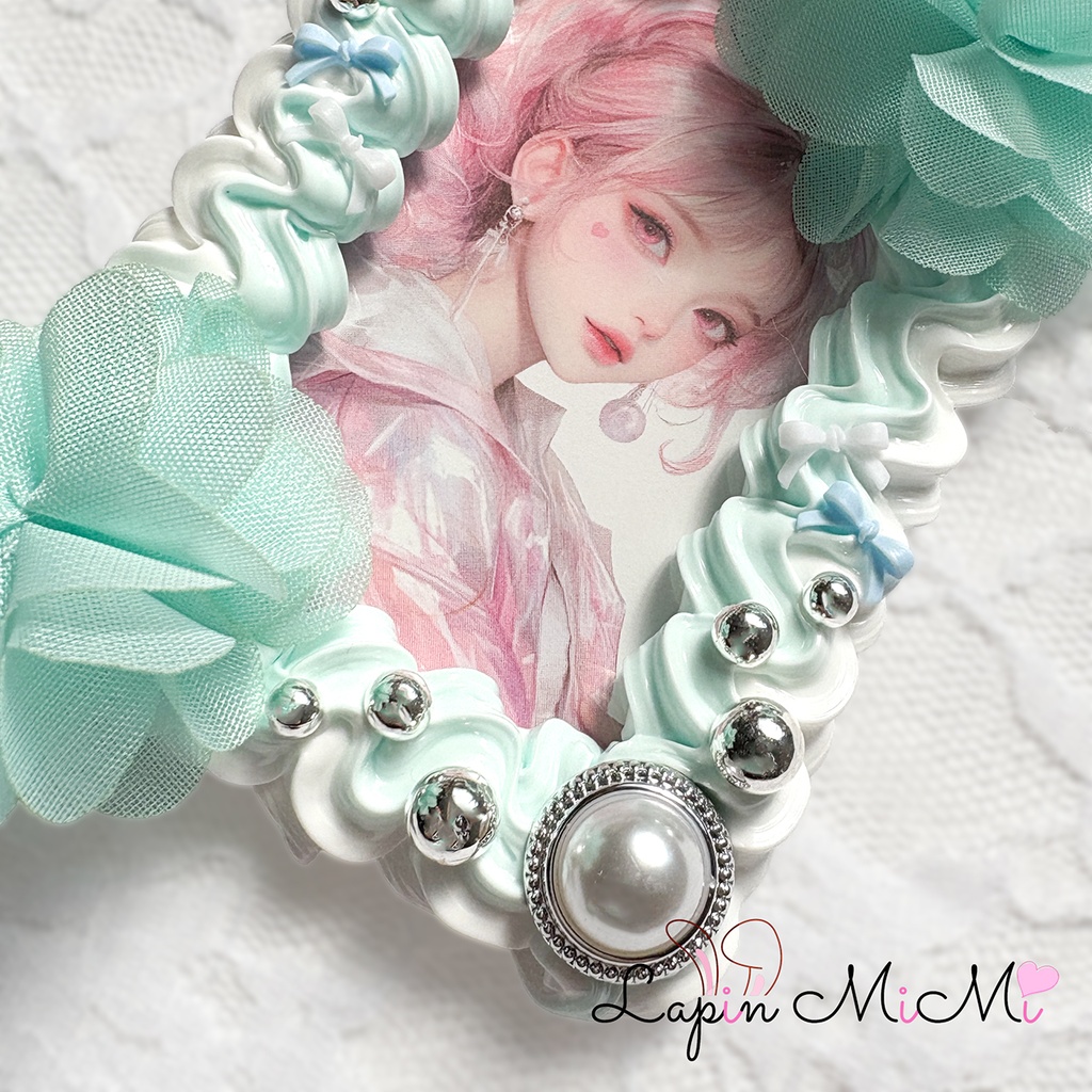 白 ミントブルー ツートン ホイップデコ 硬質トレカケース B8 シルバー ミントグリーン シフォン 花 カード ケース