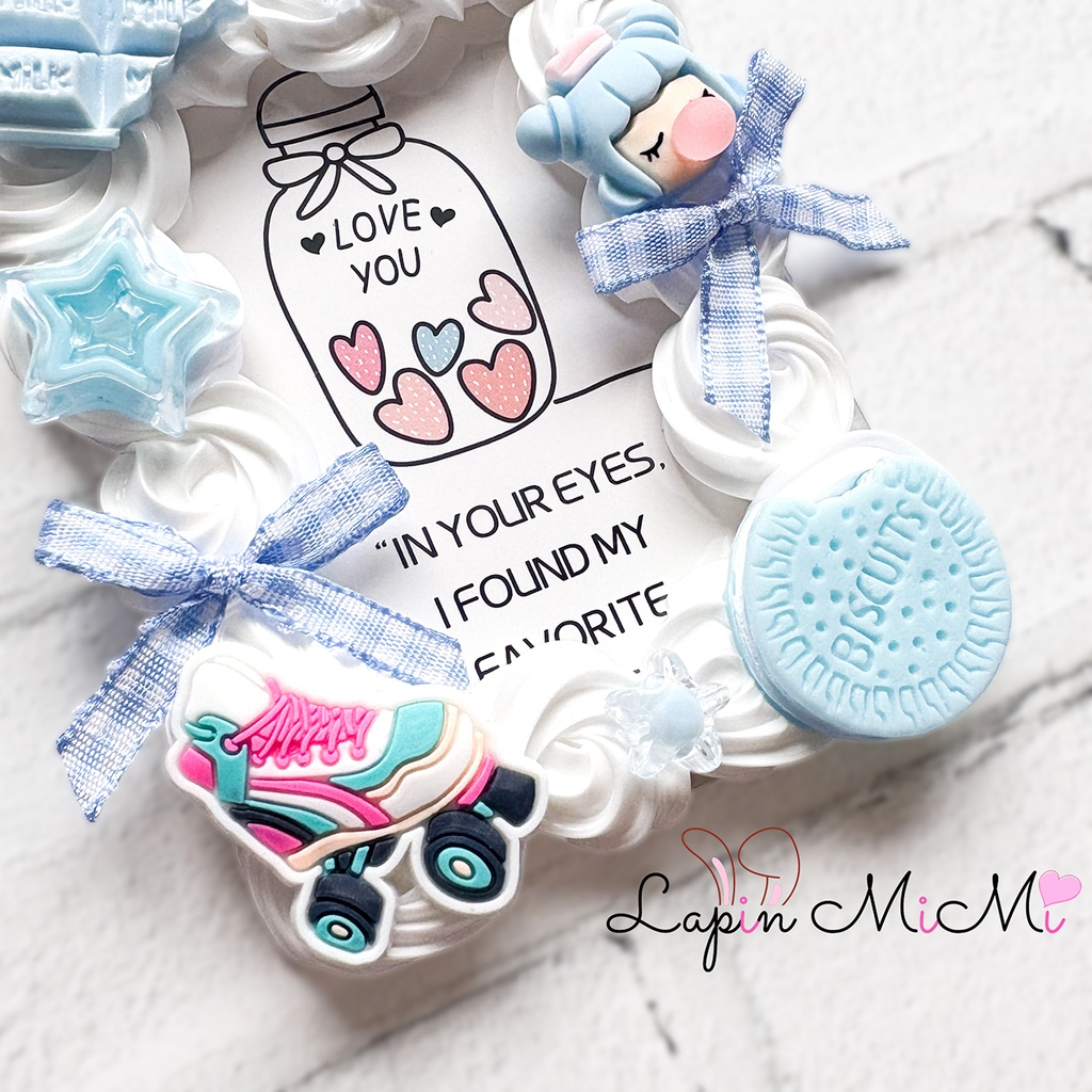 【現品のみ】白 ホイップデコ 硬質トレカケース B8 ピンク 水色 グリーン チェック リボン ポップ クッキー 女の子 平成 カード ケース