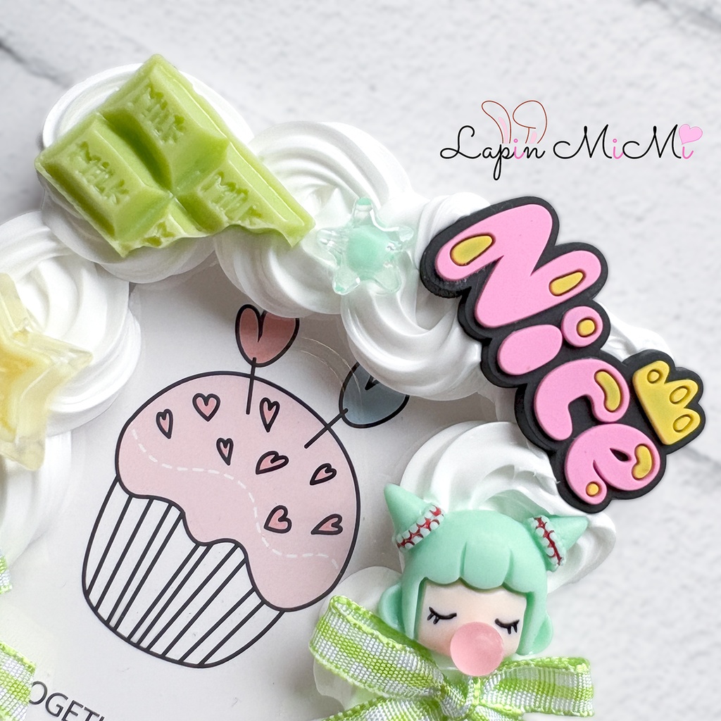 【現品のみ】白 ホイップデコ 硬質トレカケース B8 ピンク 水色 グリーン チェック リボン ポップ クッキー 女の子 平成 カード ケース