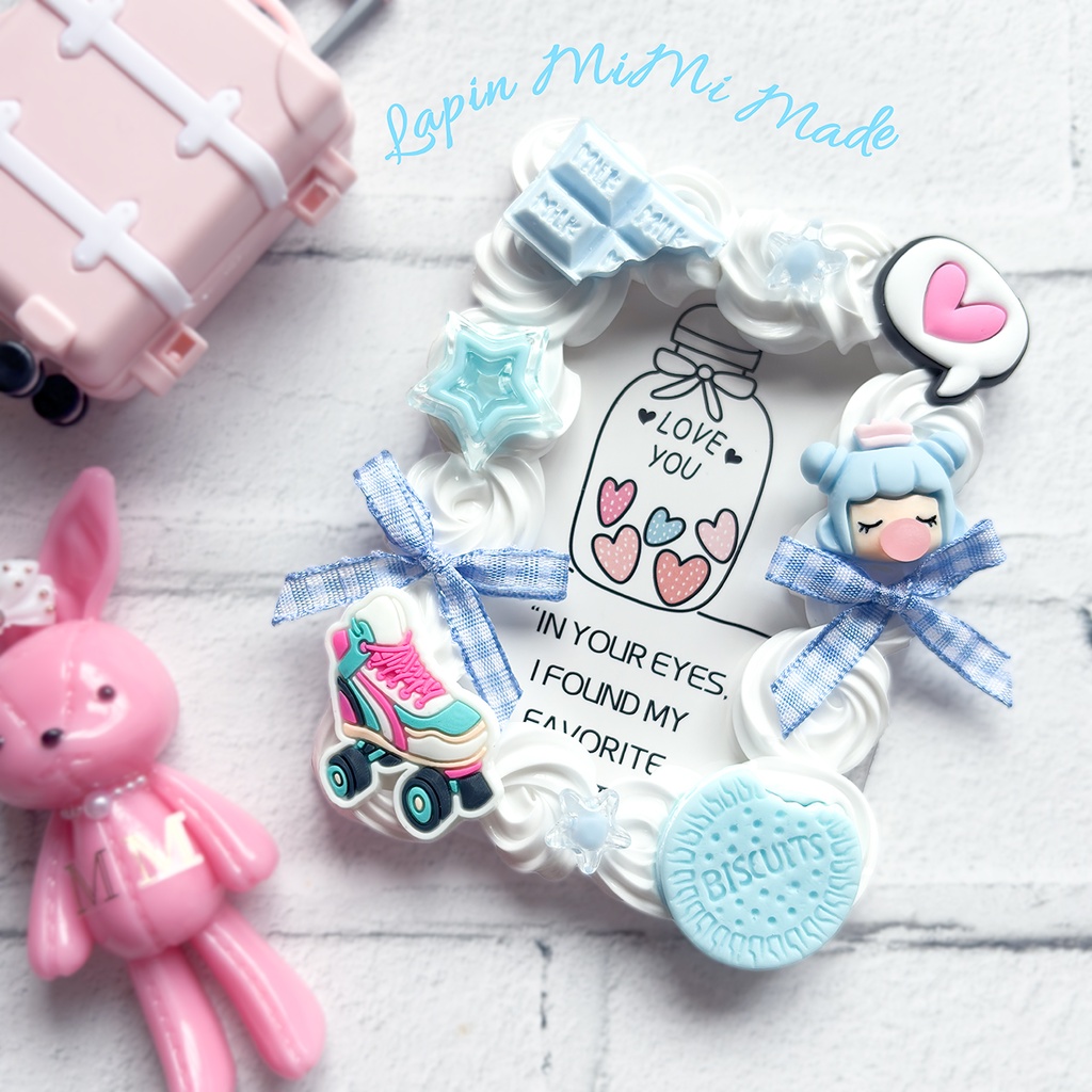 【現品のみ】白 ホイップデコ 硬質トレカケース B8 ピンク 水色 グリーン チェック リボン ポップ クッキー 女の子 平成 カード ケース