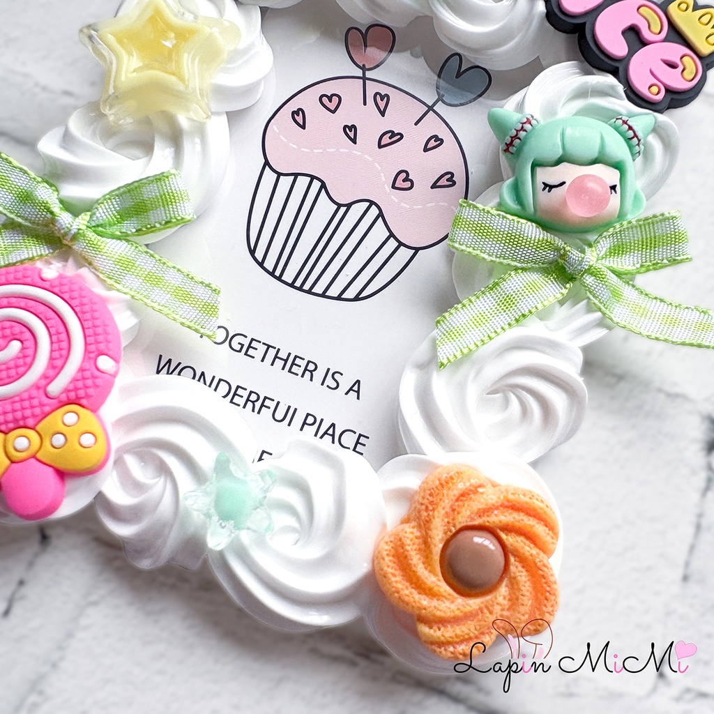 【現品のみ】白 ホイップデコ 硬質トレカケース B8 ピンク 水色 グリーン チェック リボン ポップ クッキー 女の子 平成 カード ケース