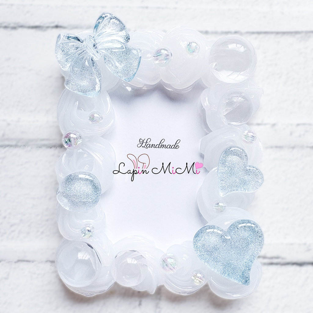 【受注製作】クリア ホイップデコ 硬質トレカケース B8 チェキ マグネット リボン ハート 上品 カード ケース