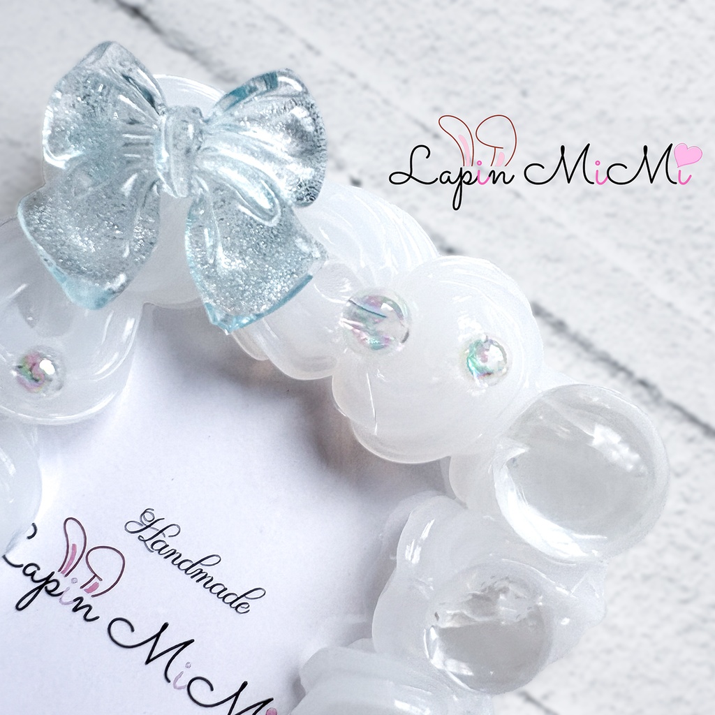 【受注製作】クリア ホイップデコ 硬質トレカケース B8 チェキ マグネット リボン ハート 上品 カード ケース