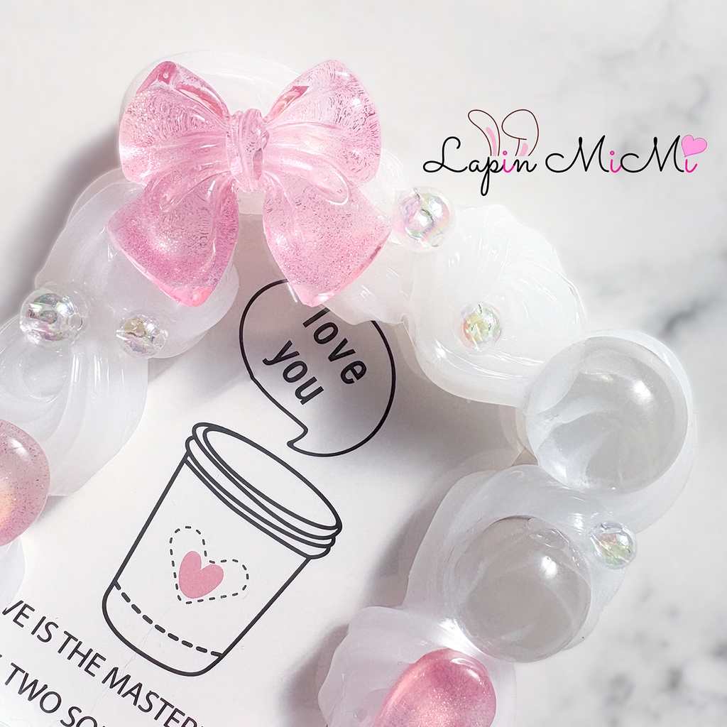 クリア ホイップデコ 硬質トレカケース B8 チェキ マグネット リボン ハート 上品 カード ケース ピンク