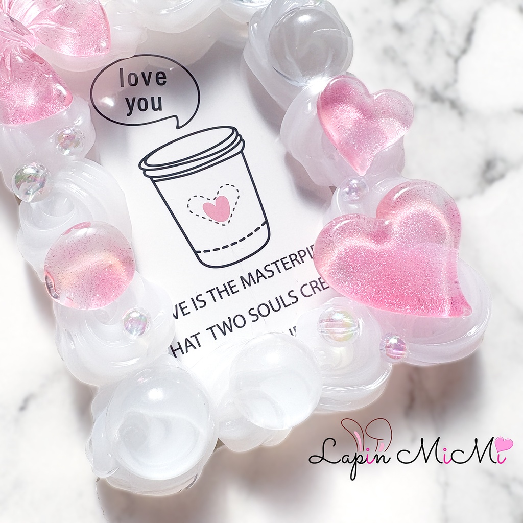 クリア ホイップデコ 硬質トレカケース B8 チェキ マグネット リボン ハート 上品 カード ケース ピンク