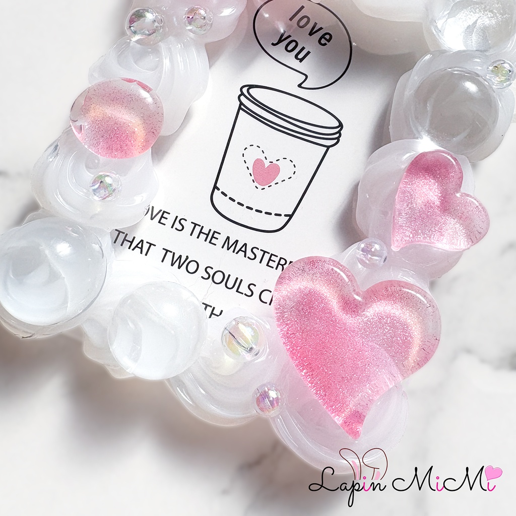 クリア ホイップデコ 硬質トレカケース B8 チェキ マグネット リボン ハート 上品 カード ケース ピンク