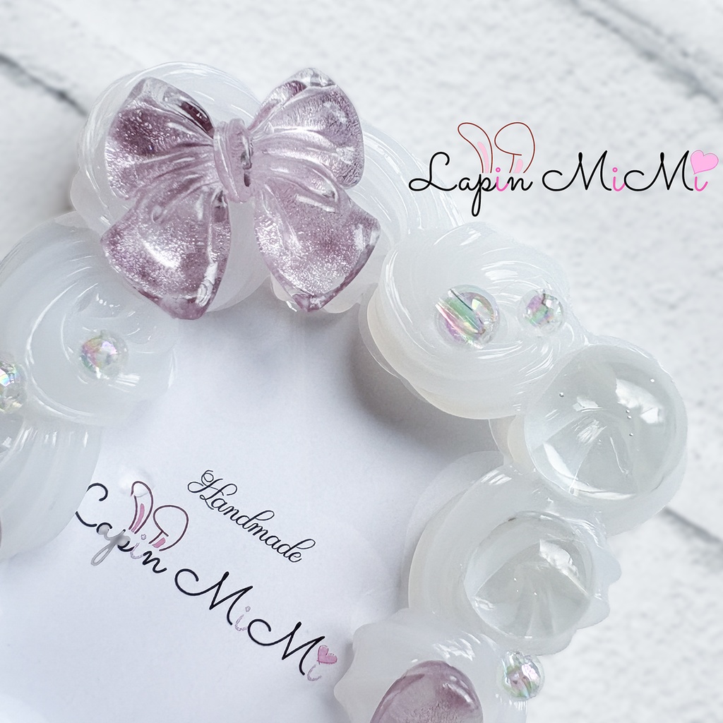 パープル クリア ホイップデコ 硬質トレカケース B8 チェキ マグネット リボン ハート 上品 カード ケース