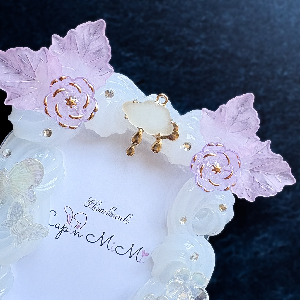 クリア ホイップデコ 硬質トレカケース B8 パープル ビジュ 高見え きれいめ 羽 上品 カード ケース