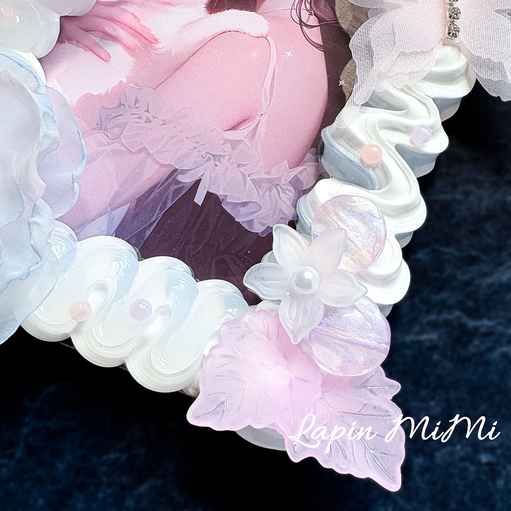 【B7】白 クリア ホイップデコ 硬質トレカケース ハガキ ポストカード パープル ピンク L版 大判 ケース