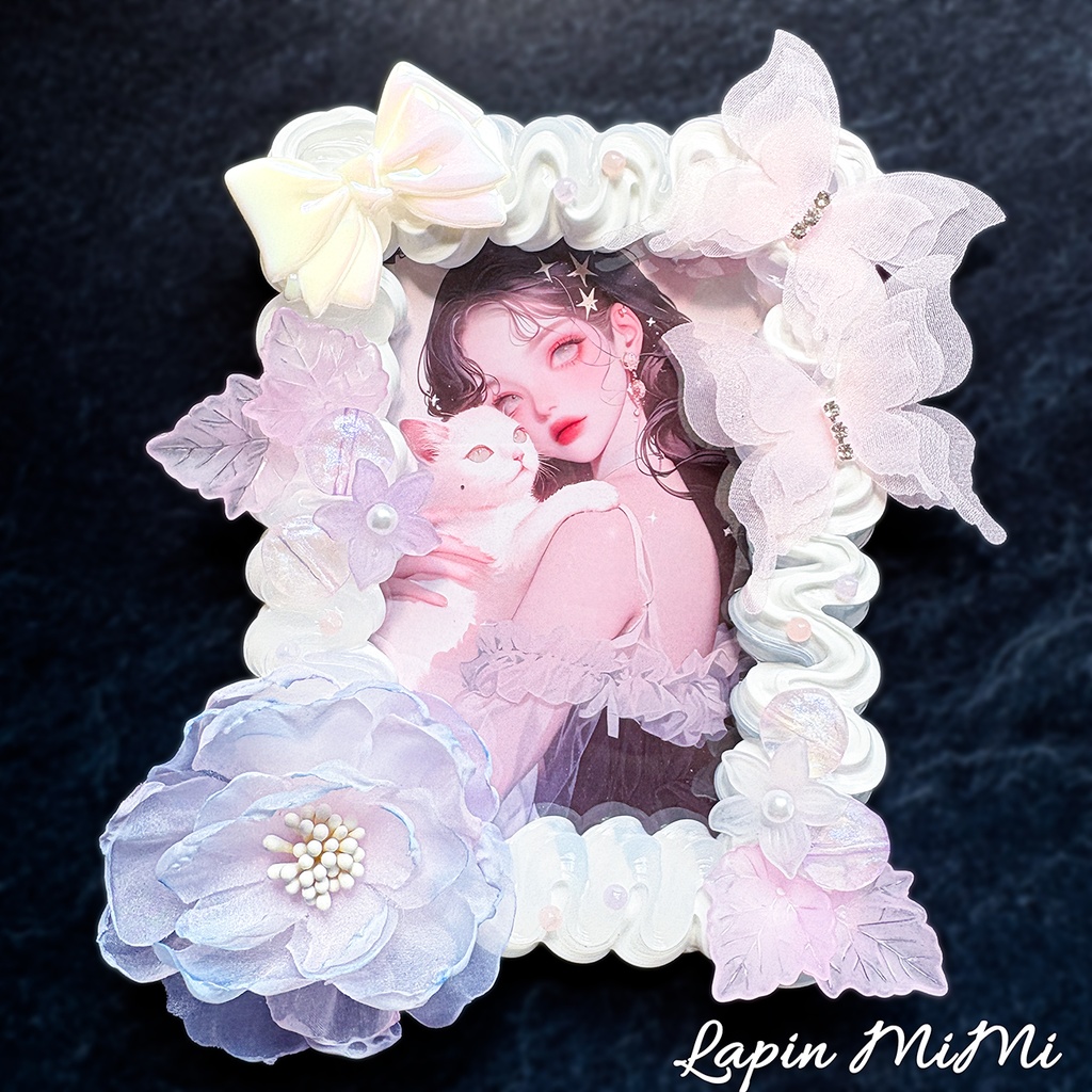 【B7】白 クリア ホイップデコ 硬質トレカケース ハガキ ポストカード パープル ピンク L版 大判 ケース