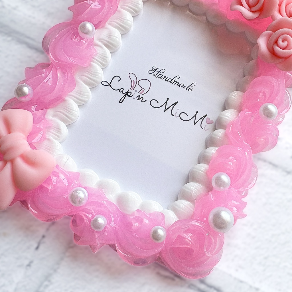 ピンク クリア 白 ホイップデコ 硬質トレカケース B8 樹脂粘土 薔薇 リボン 姫 カード ケース