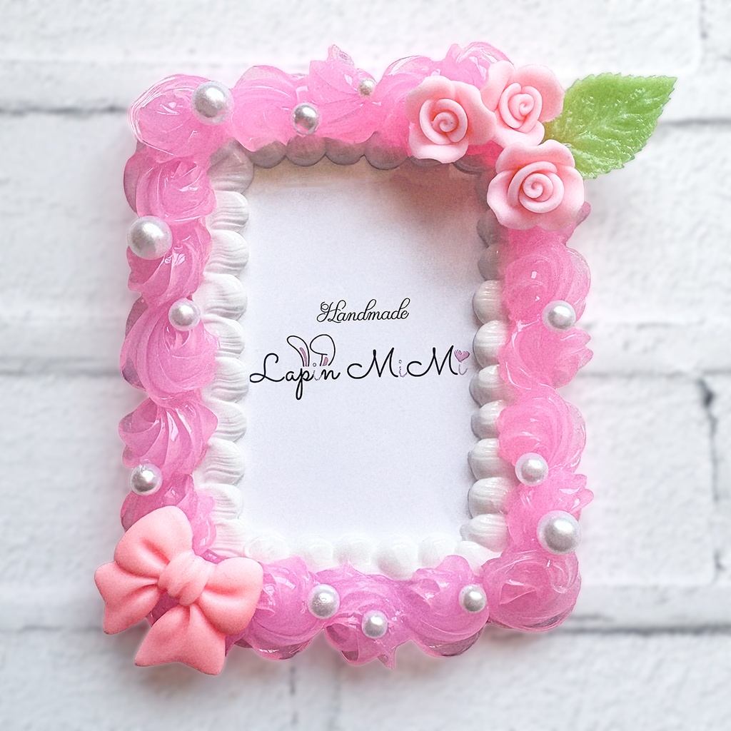 ピンク クリア 白 ホイップデコ 硬質トレカケース B8 樹脂粘土 薔薇 リボン 姫 カード ケース