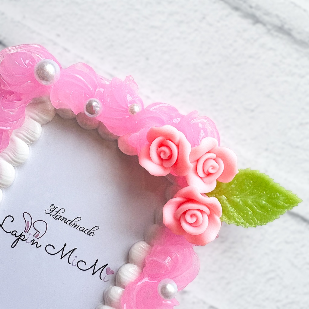 ピンク クリア 白 ホイップデコ 硬質トレカケース B8 樹脂粘土 薔薇 リボン 姫 カード ケース