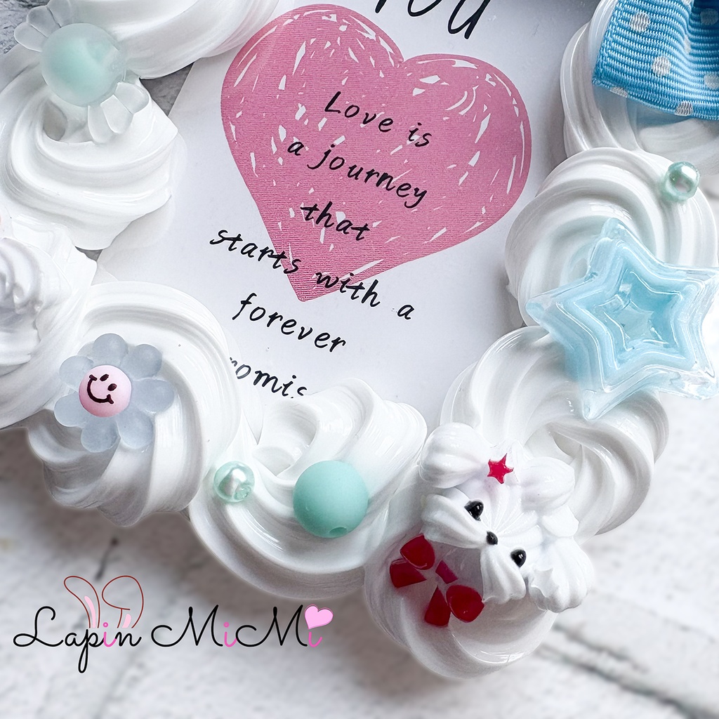 白 ホイップデコ 硬質トレカケース B8 ドット 水色 リボン ホイップわんちゃん ポップ カード ケース