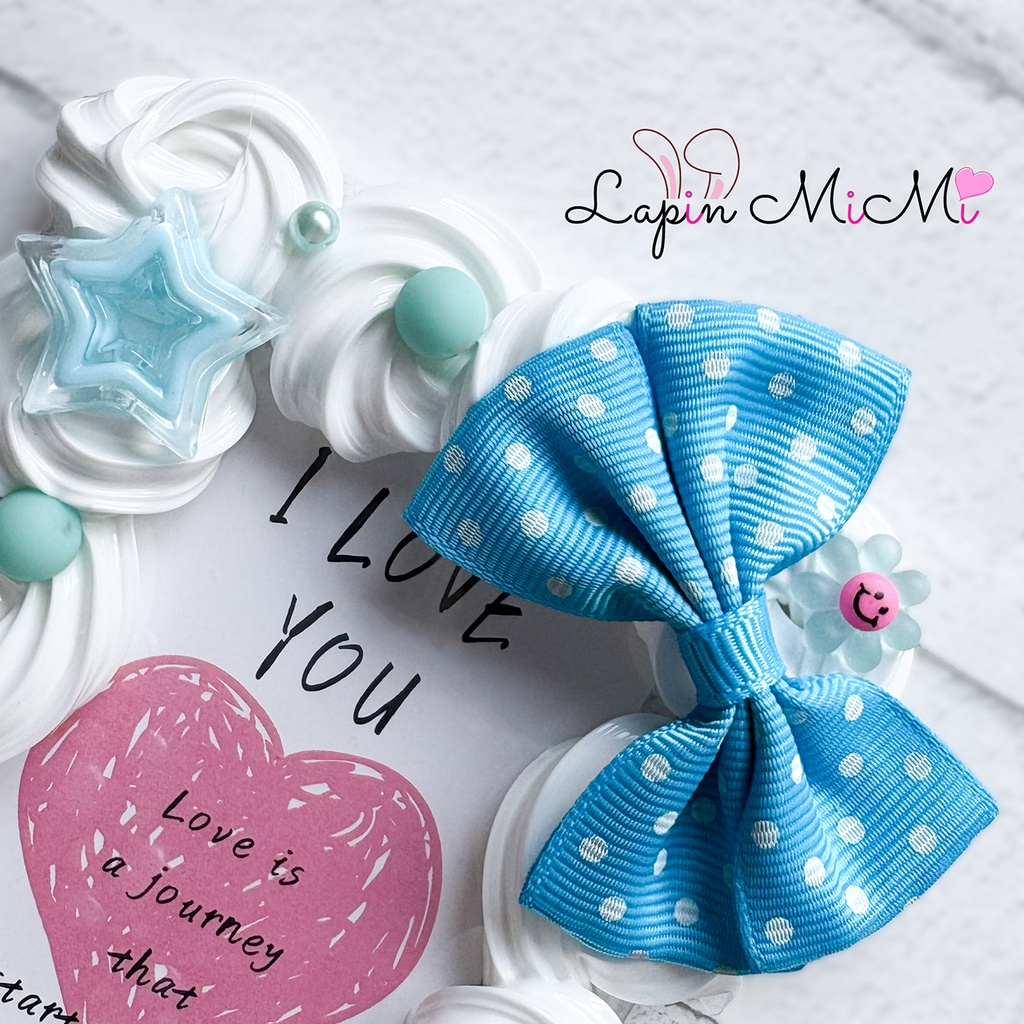 白 ホイップデコ 硬質トレカケース B8 ドット 水色 リボン ホイップわんちゃん ポップ カード ケース