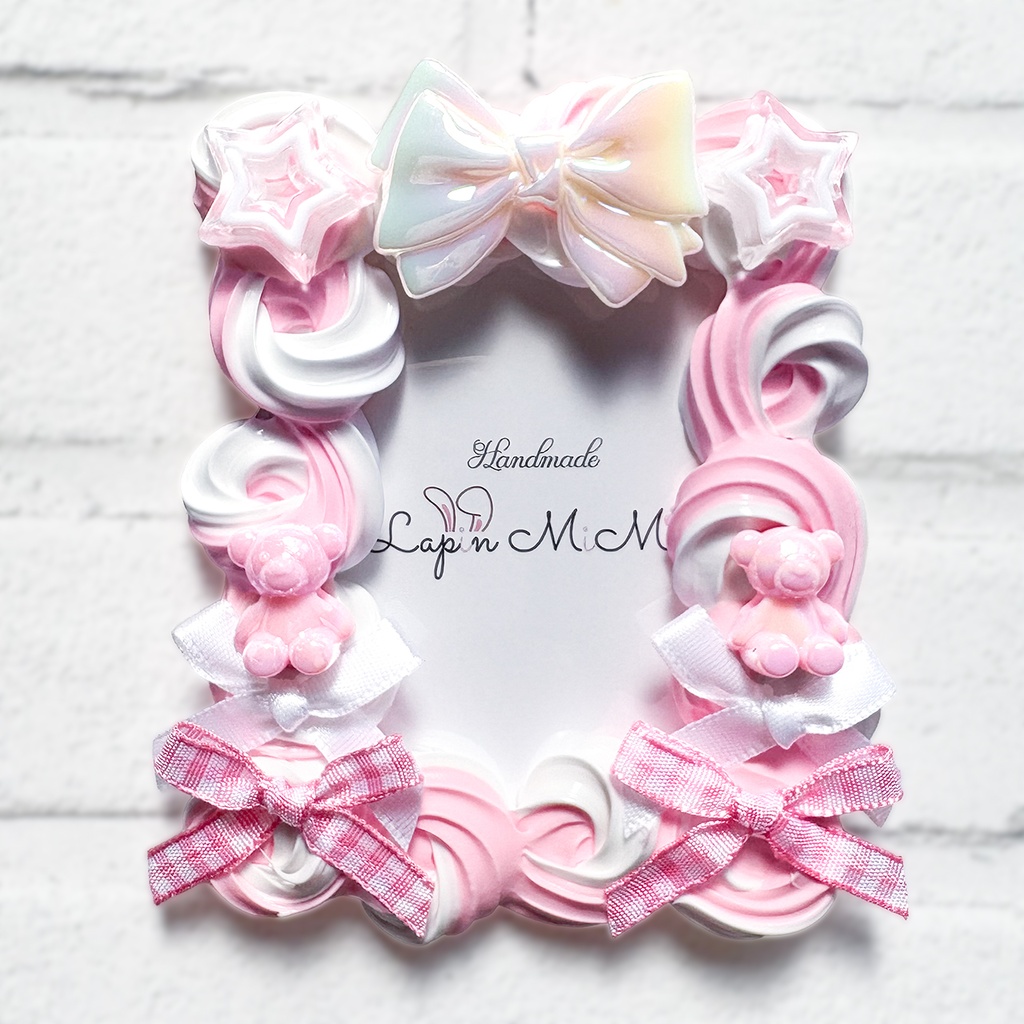 白 ピンク ホイップデコ 硬質トレカケース B8 チェック リボン くま ポップ かわいい カード ケース