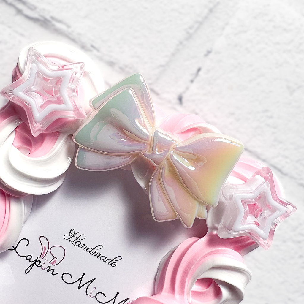 白 ピンク ホイップデコ 硬質トレカケース B8 チェック リボン くま ポップ かわいい カード ケース