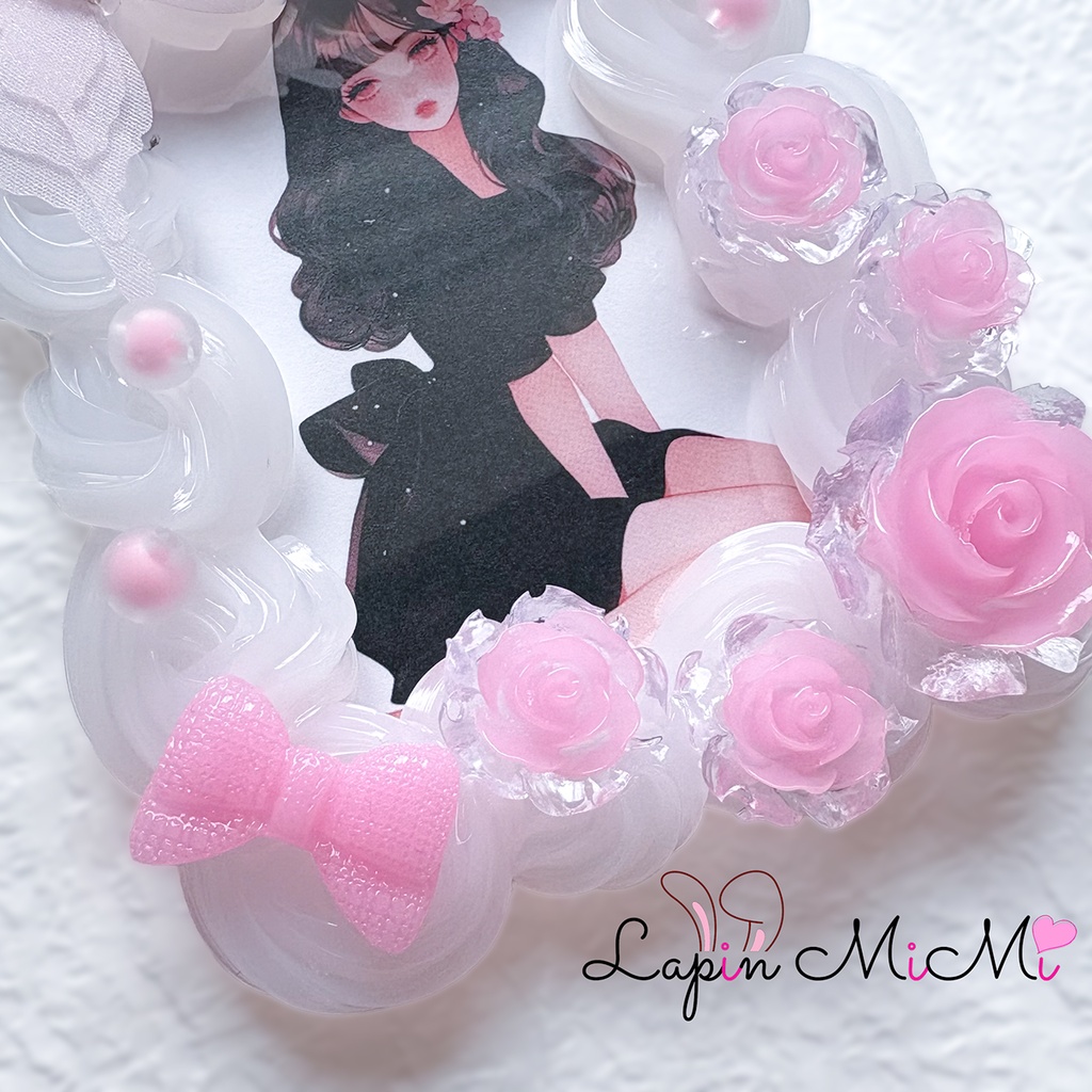 クリア ホイップデコ 硬質トレカケース B8 ピンク シフォン 蝶 薔薇 プリンセス 姫 かわいい カード ケース