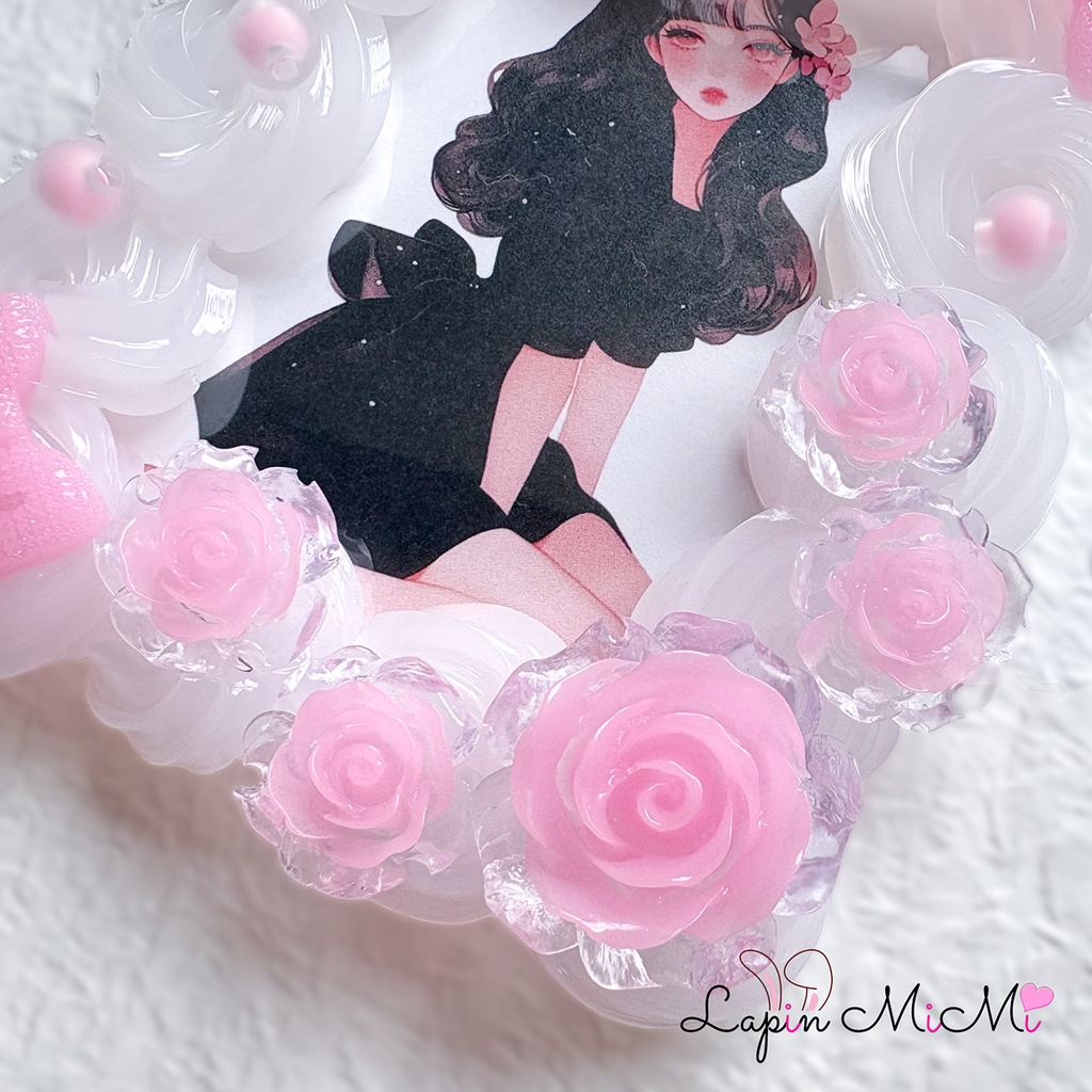 クリア ホイップデコ 硬質トレカケース B8 ピンク シフォン 蝶 薔薇 プリンセス 姫 かわいい カード ケース