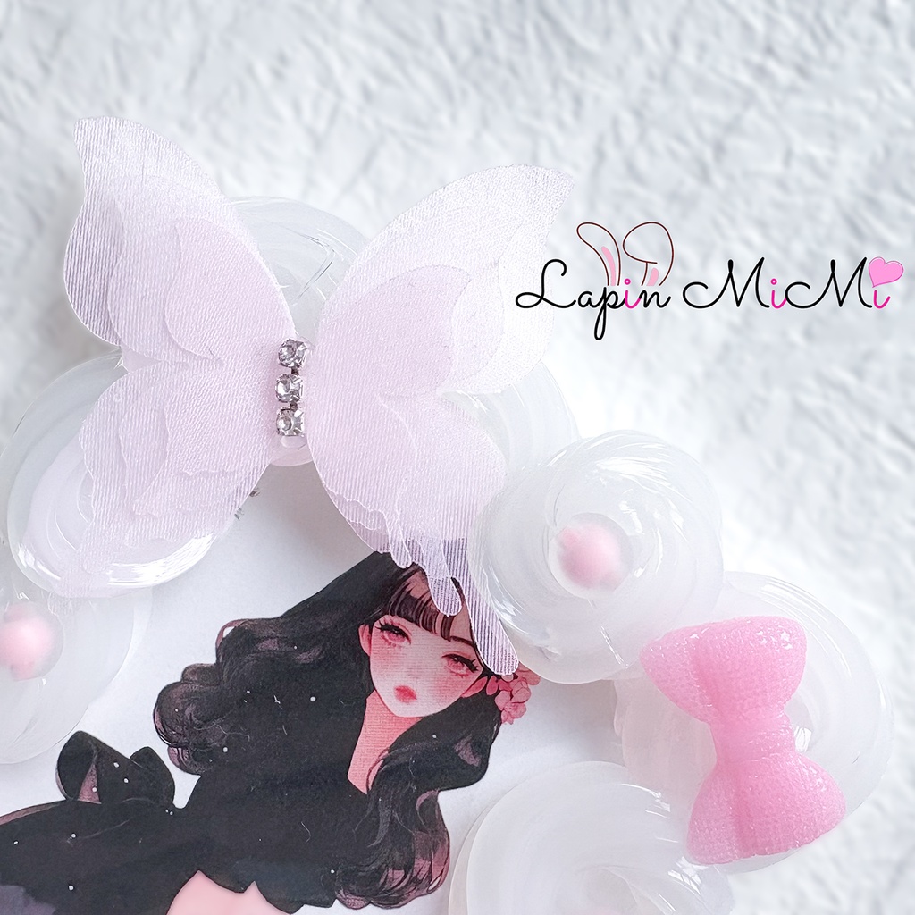 クリア ホイップデコ 硬質トレカケース B8 ピンク シフォン 蝶 薔薇 プリンセス 姫 かわいい カード ケース