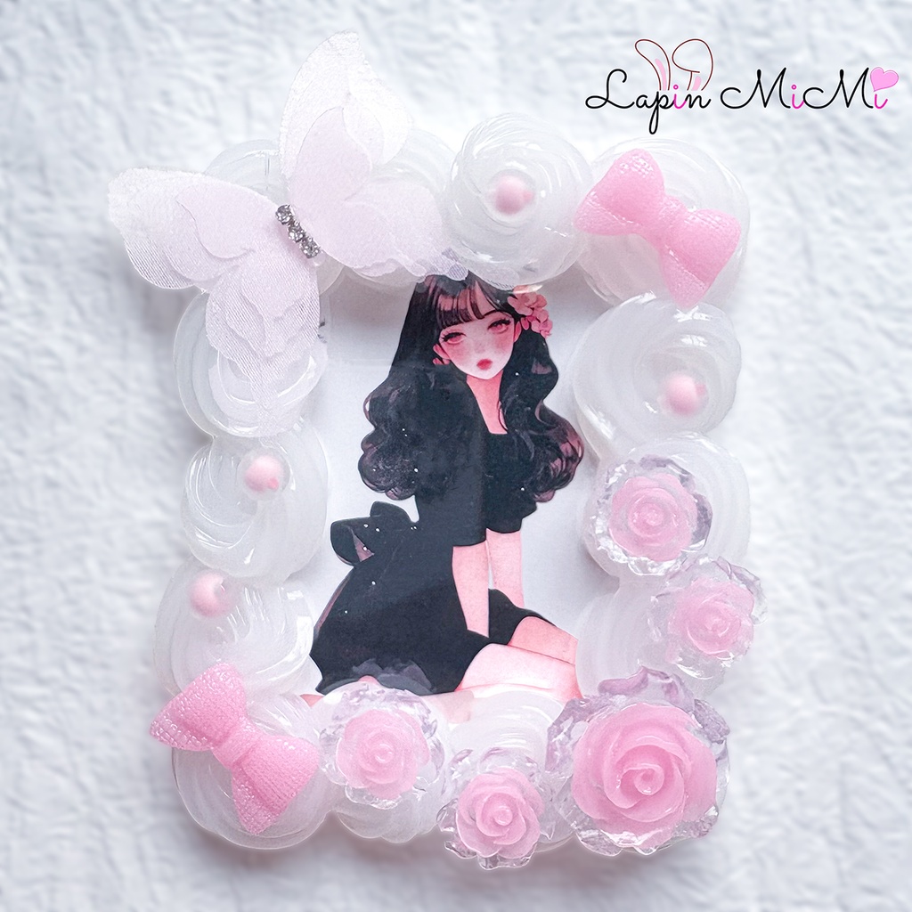 クリア ホイップデコ 硬質トレカケース B8 ピンク シフォン 蝶 薔薇 プリンセス 姫 かわいい カード ケース