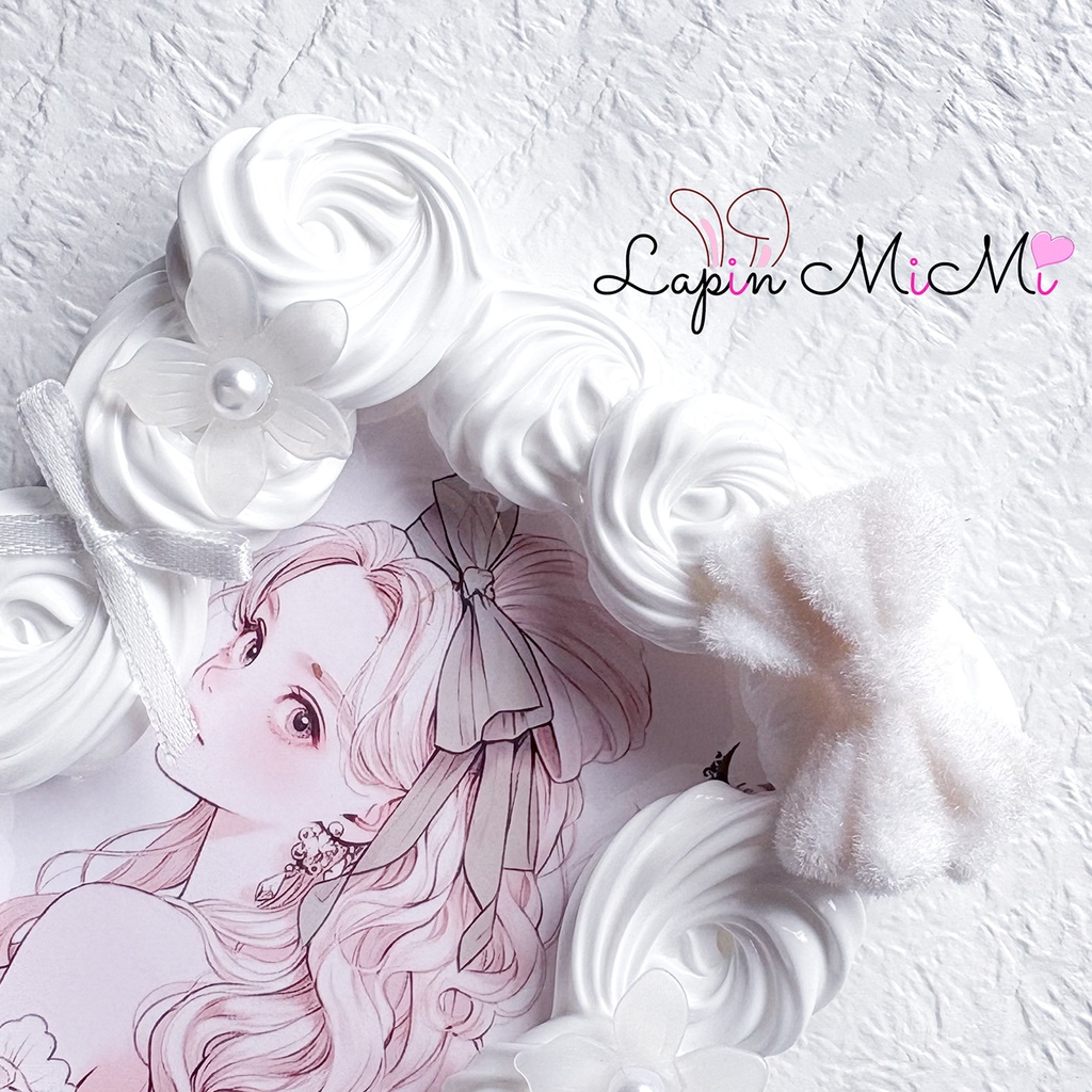 白 ホイップデコ 硬質トレカケース チェキ フロッキー リボン 姫 薔薇 ウェディング カード ケース