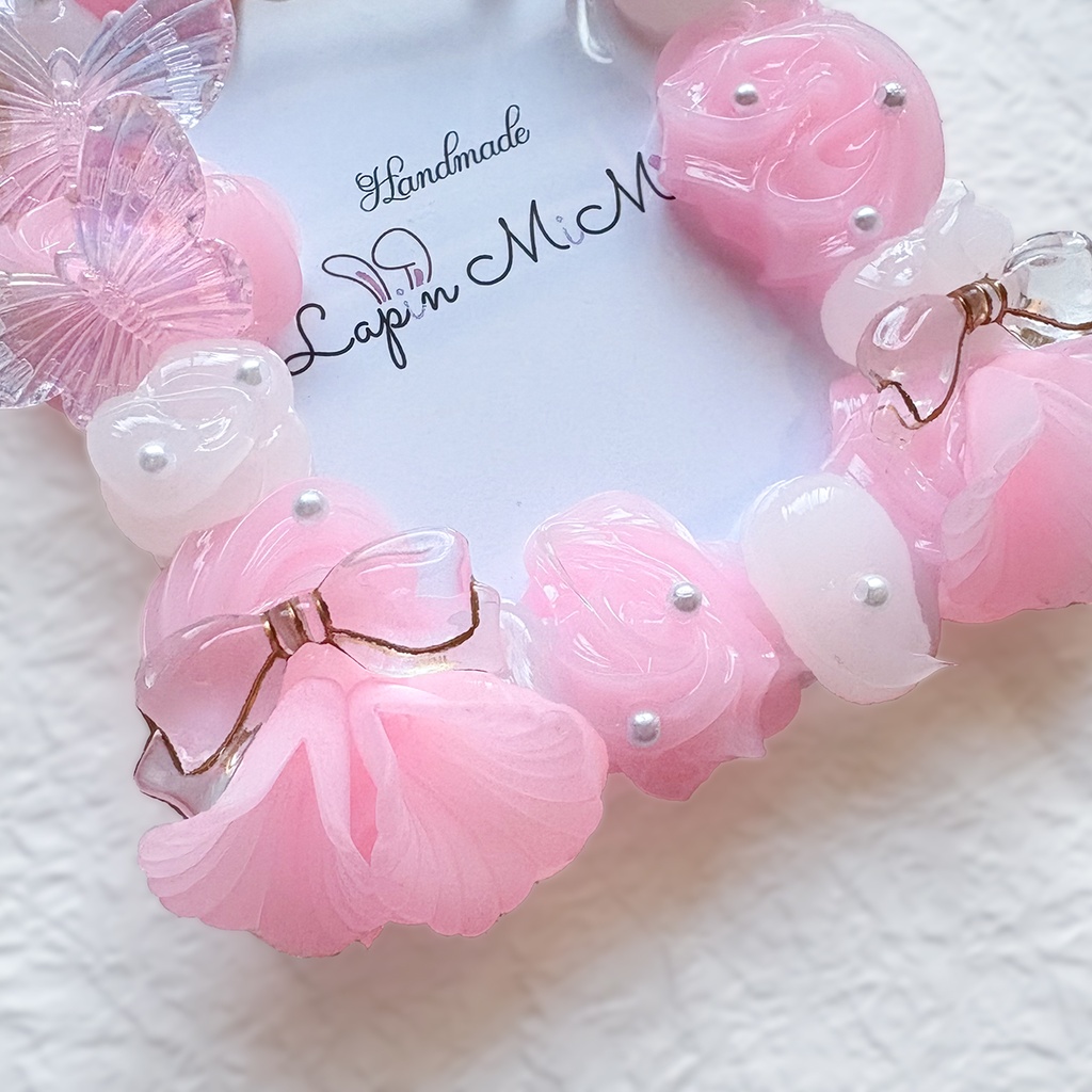 クリア × ブルー クリア × ピンク ホイップデコ 硬質トレカケース B8 薔薇 蝶 リボン きれいな カード ケース