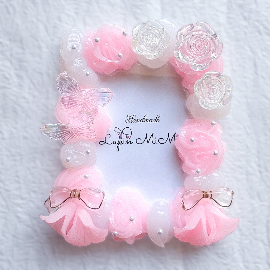 クリア × ブルー クリア × ピンク ホイップデコ 硬質トレカケース B8 薔薇 蝶 リボン きれいな カード ケース