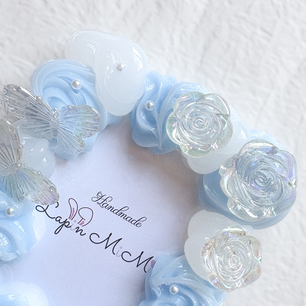 クリア × ブルー クリア × ピンク ホイップデコ 硬質トレカケース B8 薔薇 蝶 リボン きれいな カード ケース