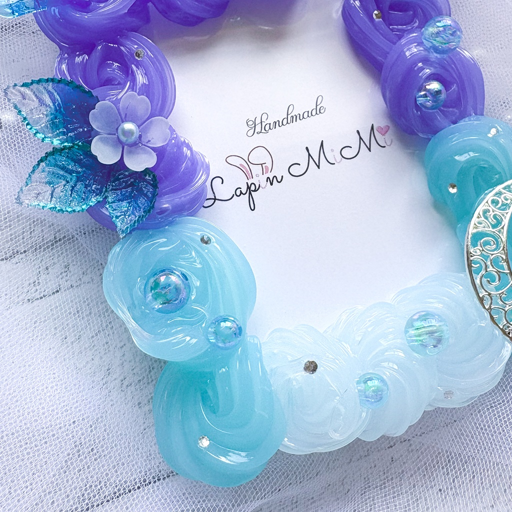 水色 ブルー クリア ホイップデコ 硬質トレカケース B8 花 グラデ 葉 きれいな カード ケース 原神 ラウマ イメージ