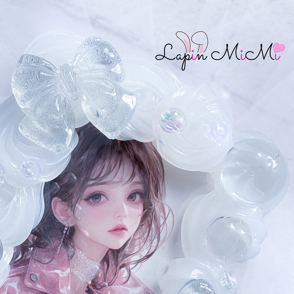 【受注製作】シルバー ラメ クリア ホイップデコ 硬質トレカケース B8 チェキ マグネット リボン ハート 上品 カード ケース