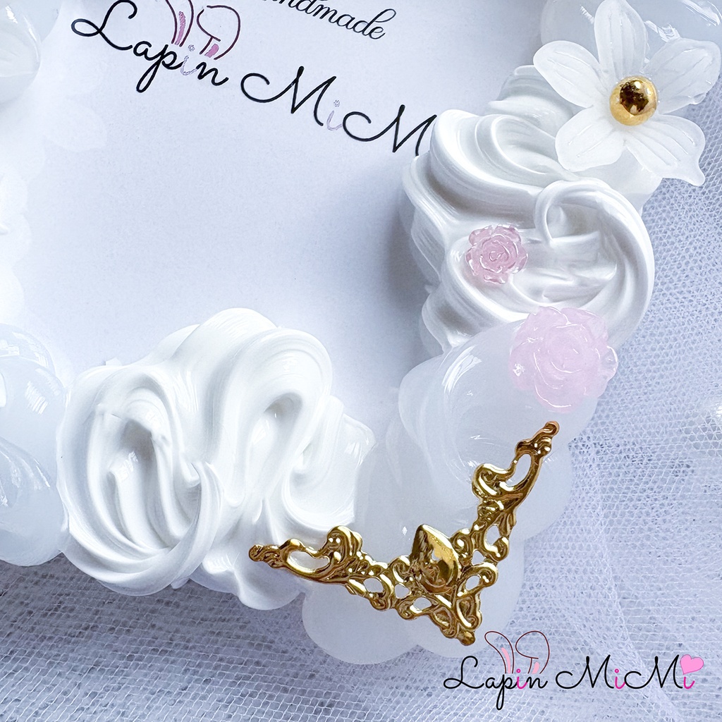 白 ホイップデコ 硬質トレカケース アリス風 ティーポット 転写 レース 姫 ウェディング カード ケース