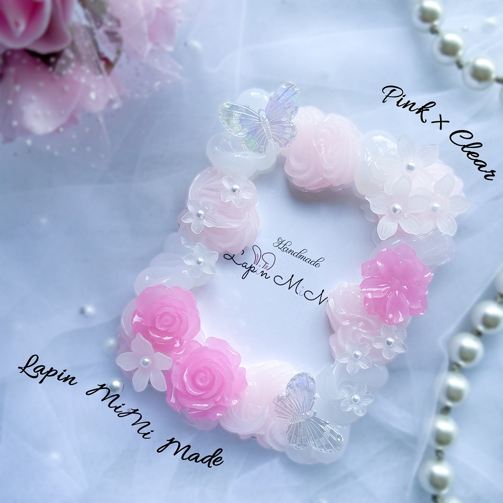 5色展開 クリア ホイップデコ 硬質トレカケース B8 白 花 蝶 薔薇 上品 きれいめ カード ケース