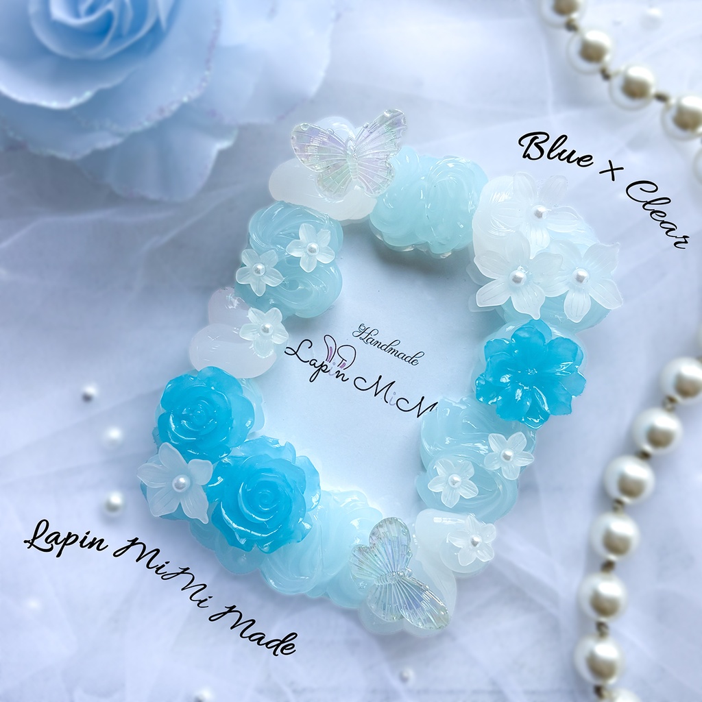 5色展開 クリア ホイップデコ 硬質トレカケース B8 白 花 蝶 薔薇 上品 きれいめ カード ケース