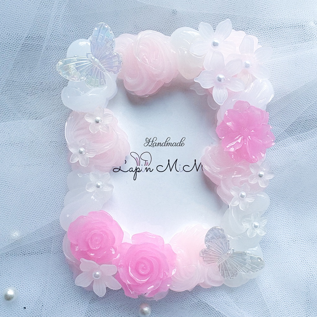 5色展開 クリア ホイップデコ 硬質トレカケース B8 白 花 蝶 薔薇 上品 きれいめ カード ケース