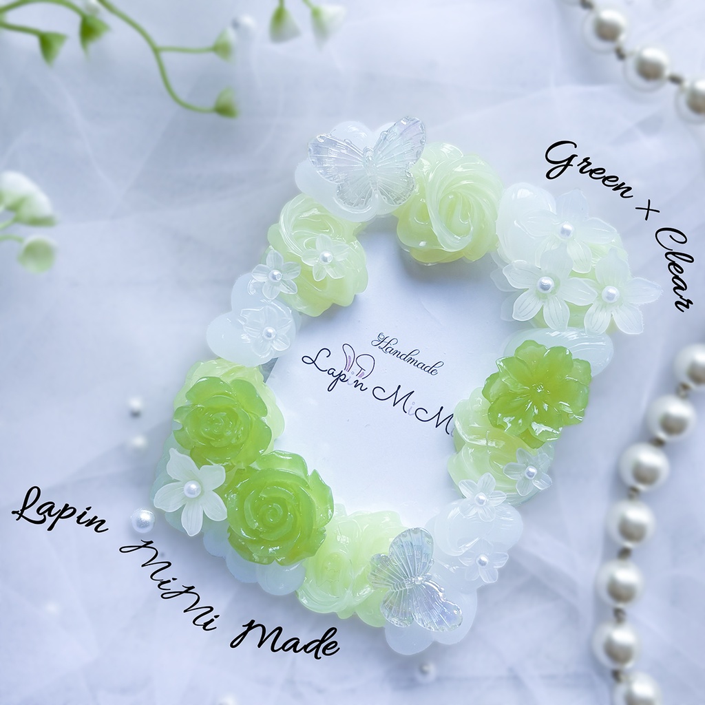 5色展開 クリア ホイップデコ 硬質トレカケース B8 白 花 蝶 薔薇 上品 きれいめ カード ケース