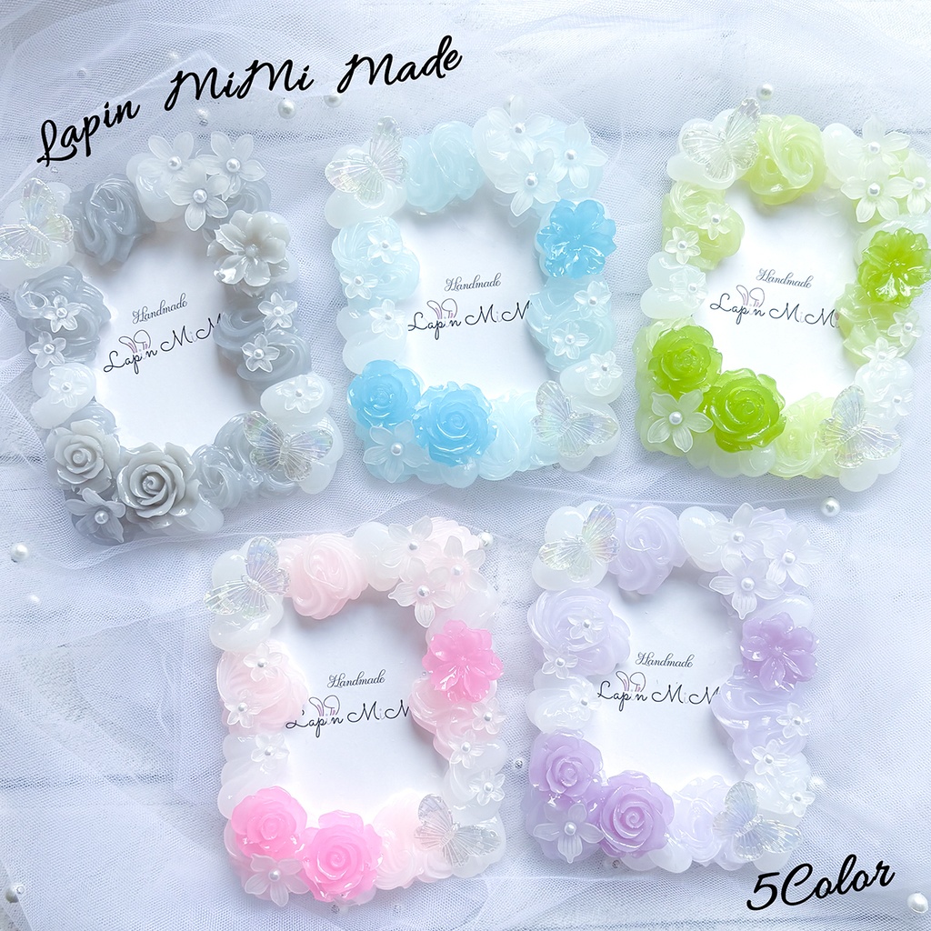 5色展開 クリア ホイップデコ 硬質トレカケース B8 白 花 蝶 薔薇 上品 きれいめ カード ケース
